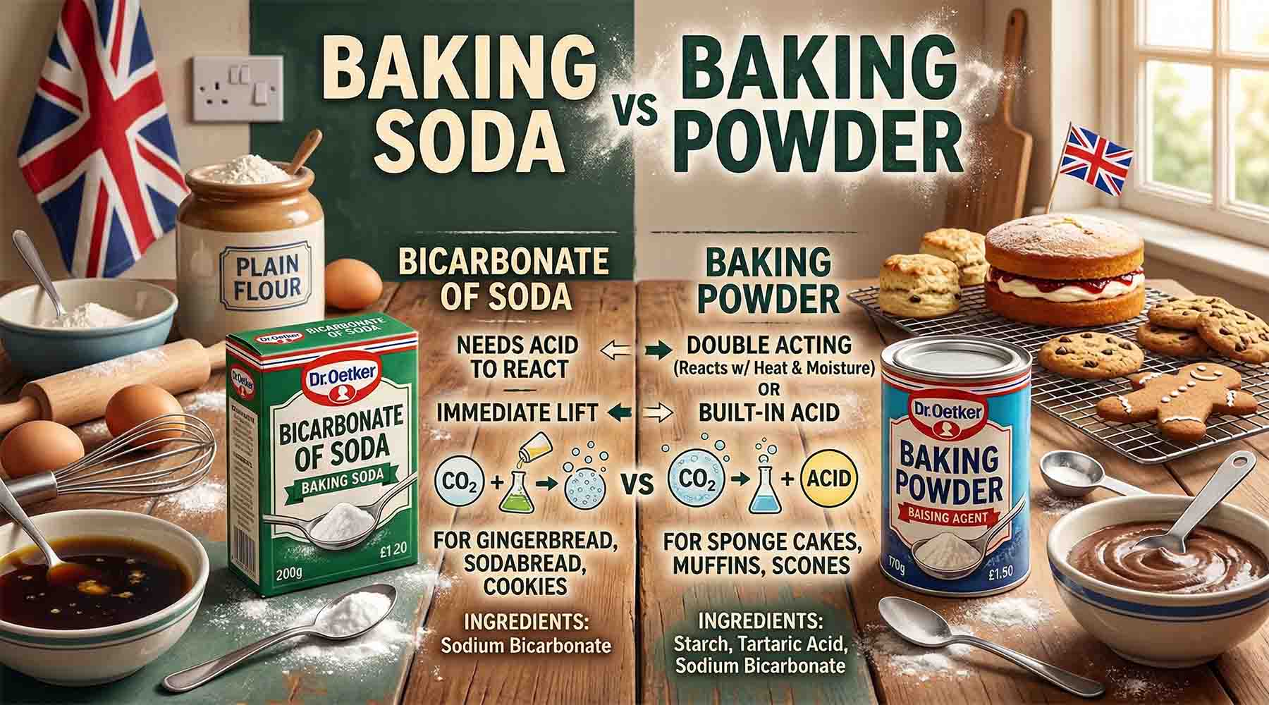 Baking Powder vs Baking Soda