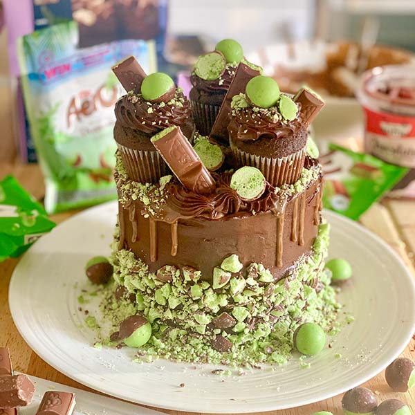 Fake Bake Mint Choc Chip Cake Recipe - feature image