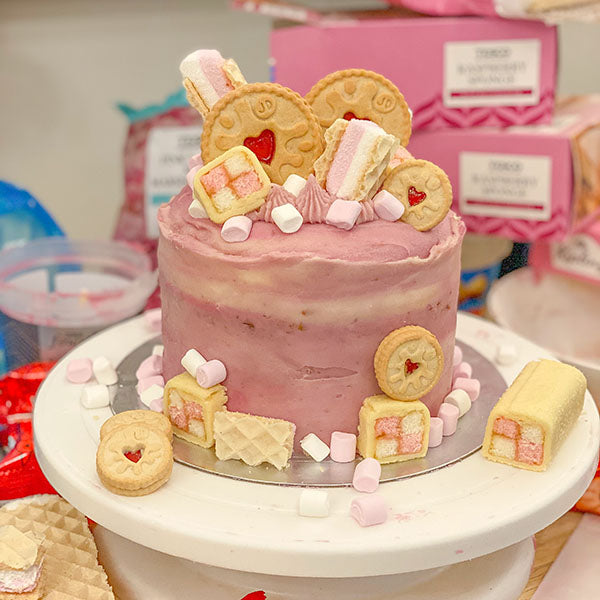 Pink Raspberry Fake Bake Cake - Feature Image