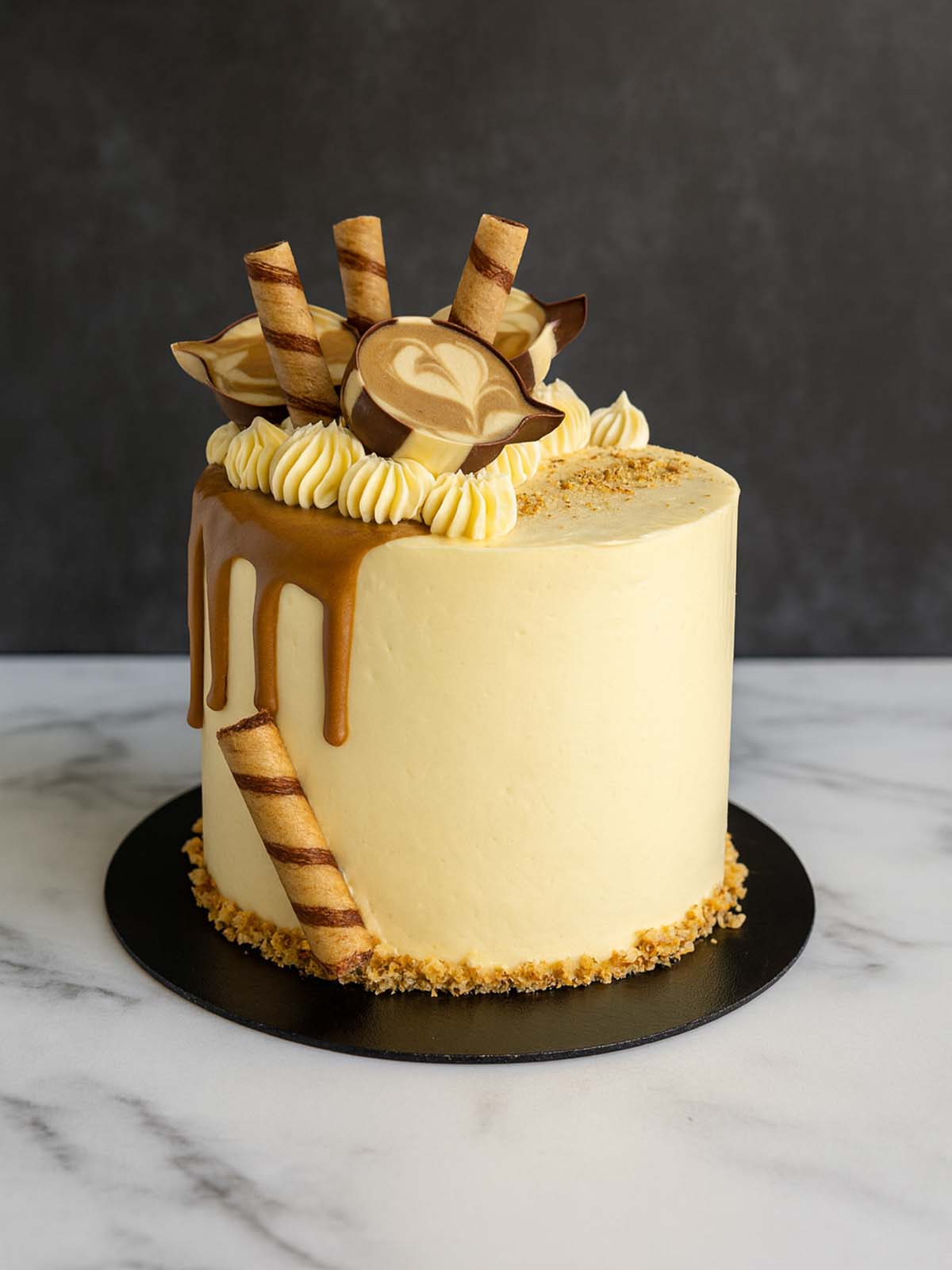 Coffee and walnut cake with coffee buttercream and walnut topping, available for cake delivery in London