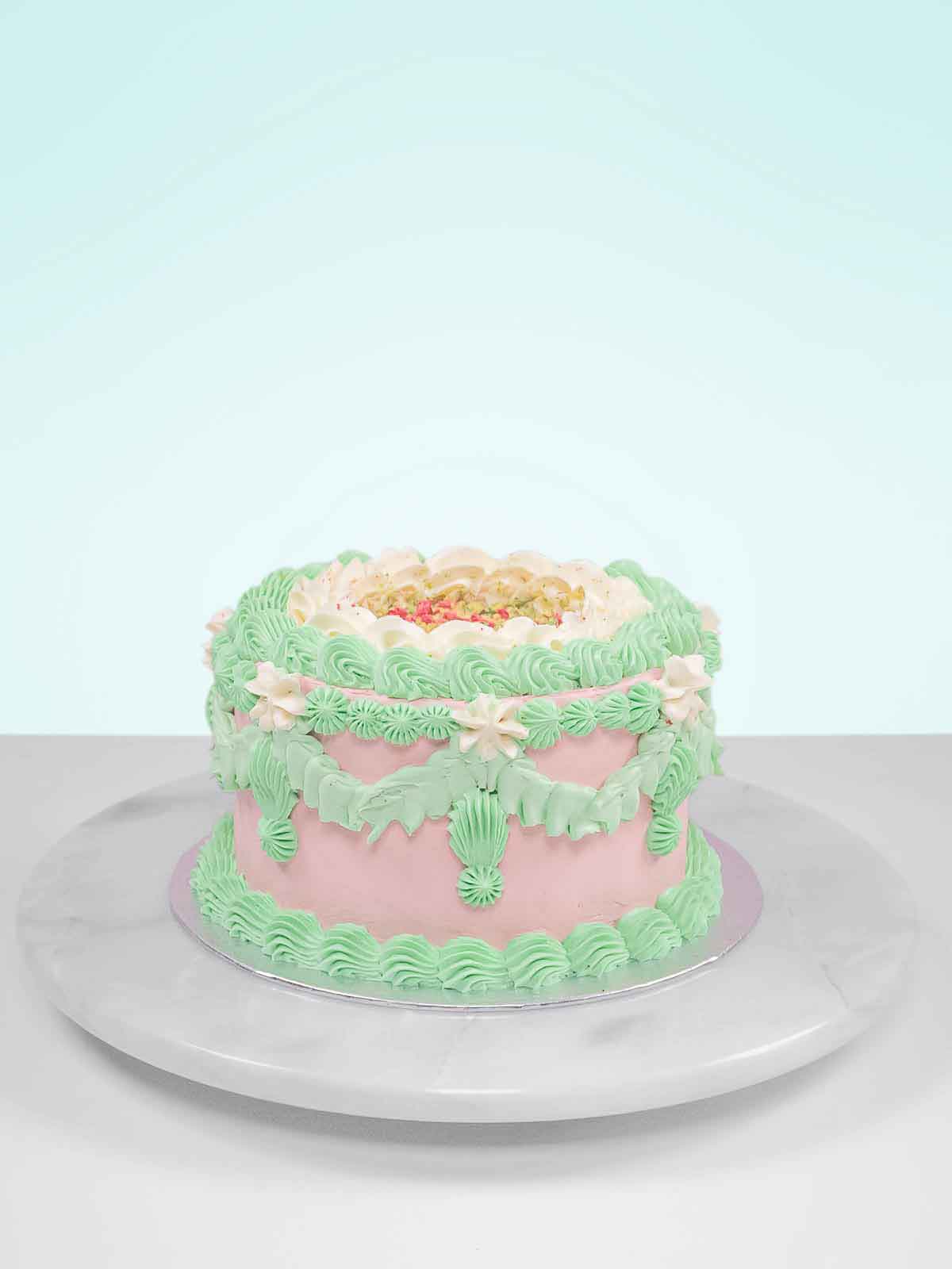 Pistachio Raspberry Vintage Cake