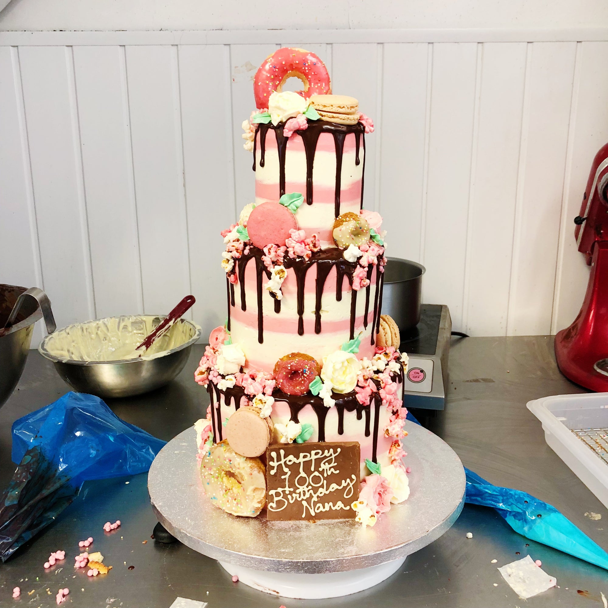 Three-tiered 100th Birthday Cake