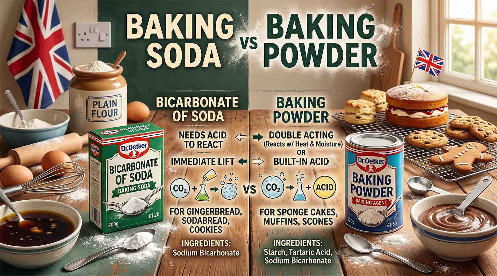 Baking Powder vs Baking Soda