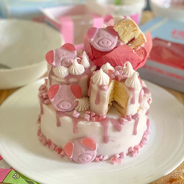 Fake Bake M&S Percy Pig Cake Recipe - feature image