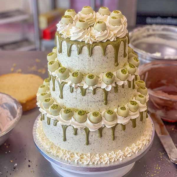 Pistachio Truffle Tiered Cake Feature