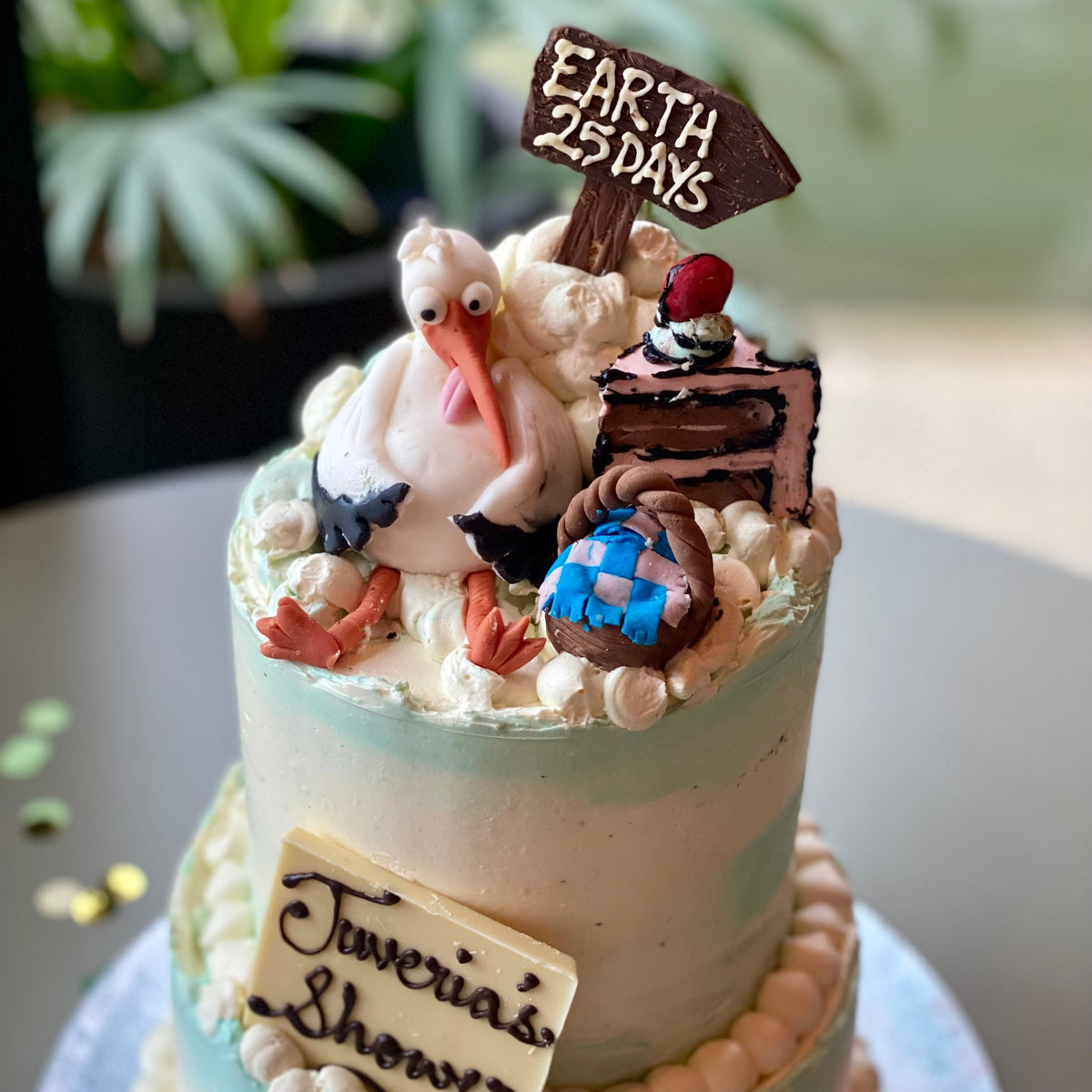 Stork Baby Shower Cake (2)