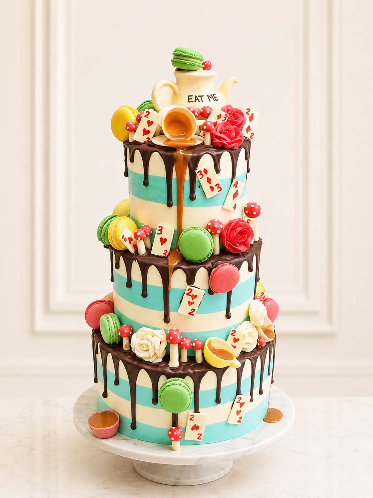Alice in Wonderland Wedding Cake handmade and delivered in London and Surrey