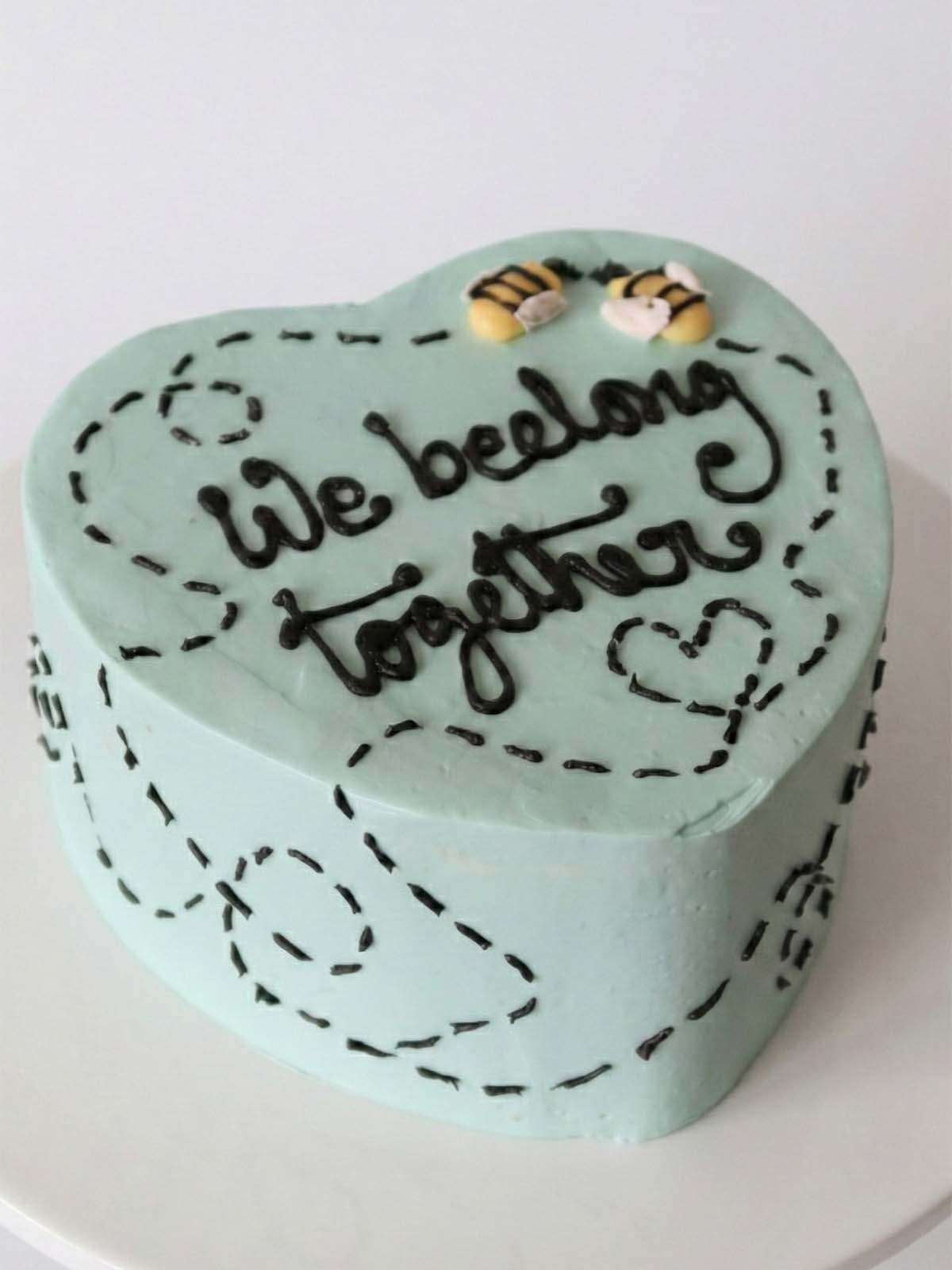 Bee Valentine's Heart Cake London Surrey