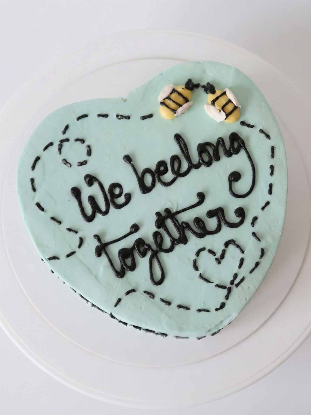 Bee Valentine's Heart Cake London Surrey delivered