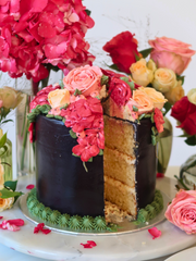 Black Hatbox Buttercream Bloom Cake Cut