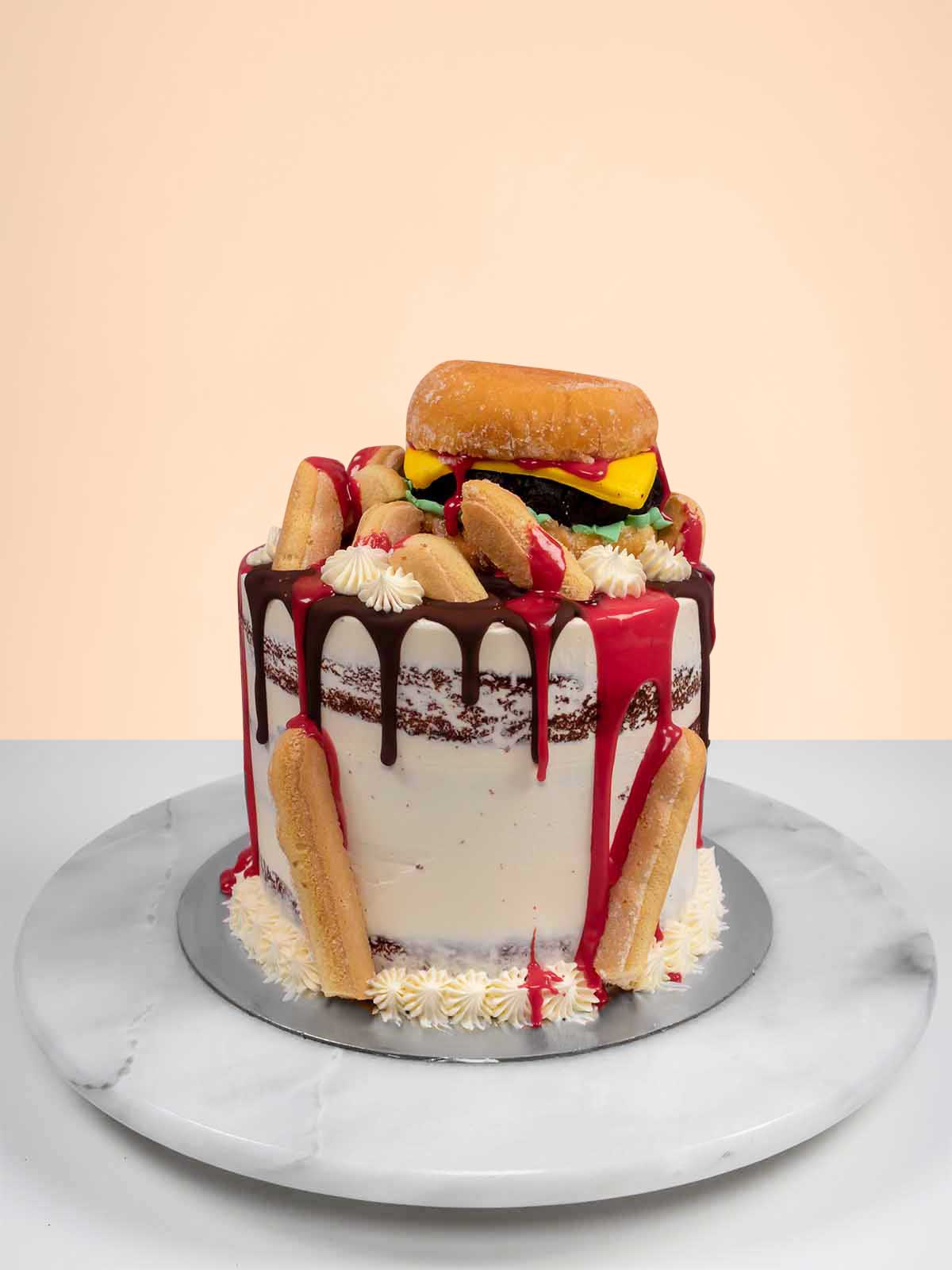 Burger & Chips Cake London Surrey Berkshire