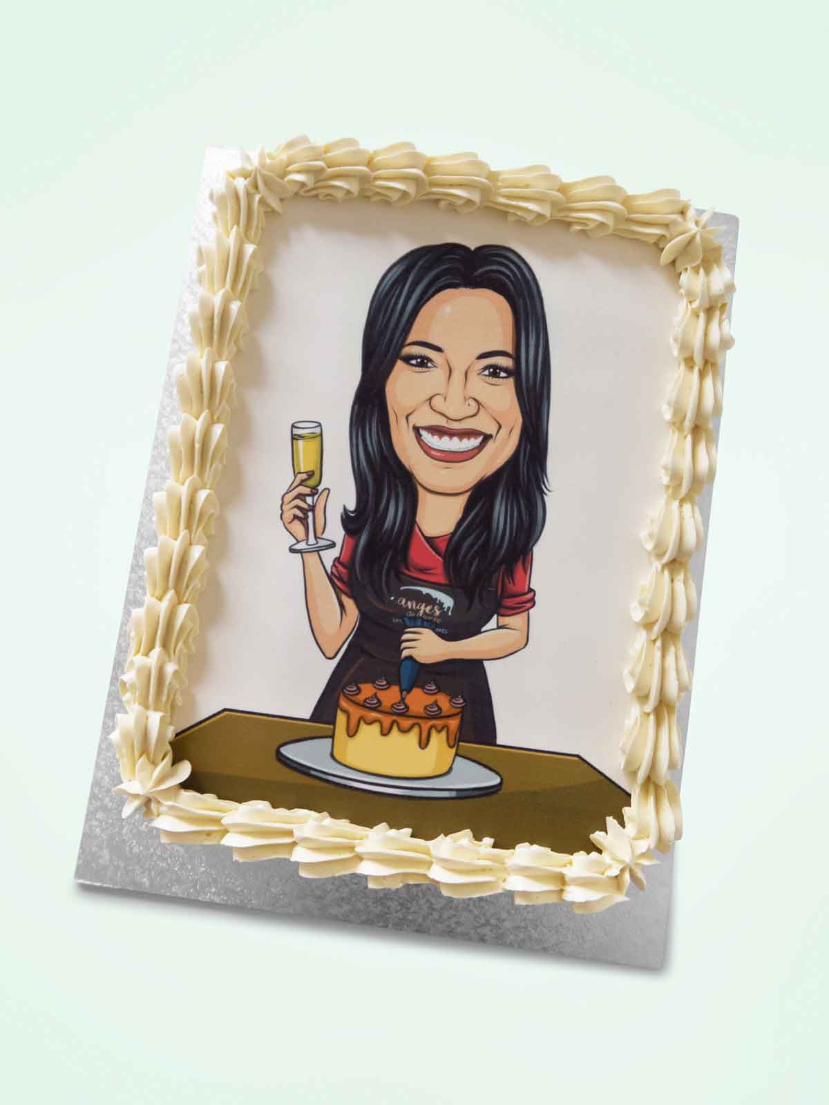 Custom caricature sheet cake for London and Surrey