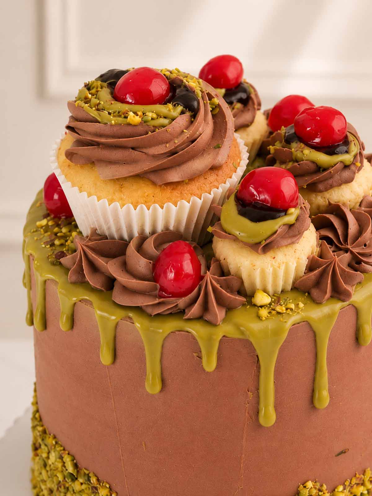 Chocolate Cherry Pistachio Cake Delivered in London (M25), UK. 