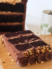 Chocolate Hazelnut Cube Cake Cut delivered in London Surrey