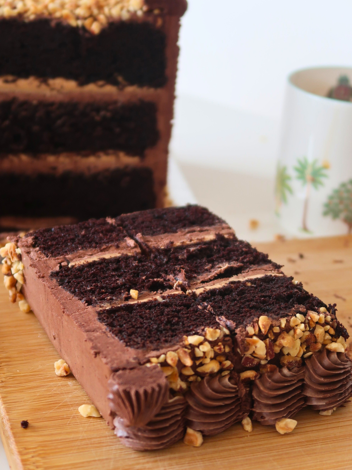 Chocolate Hazelnut Cube Cake Cut delivered in London Surrey