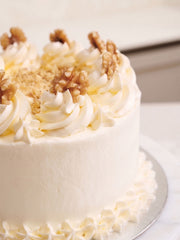 Close up of the Carrot and Walnut Cake freshly made and delivered within the M245 (London) and Surrey