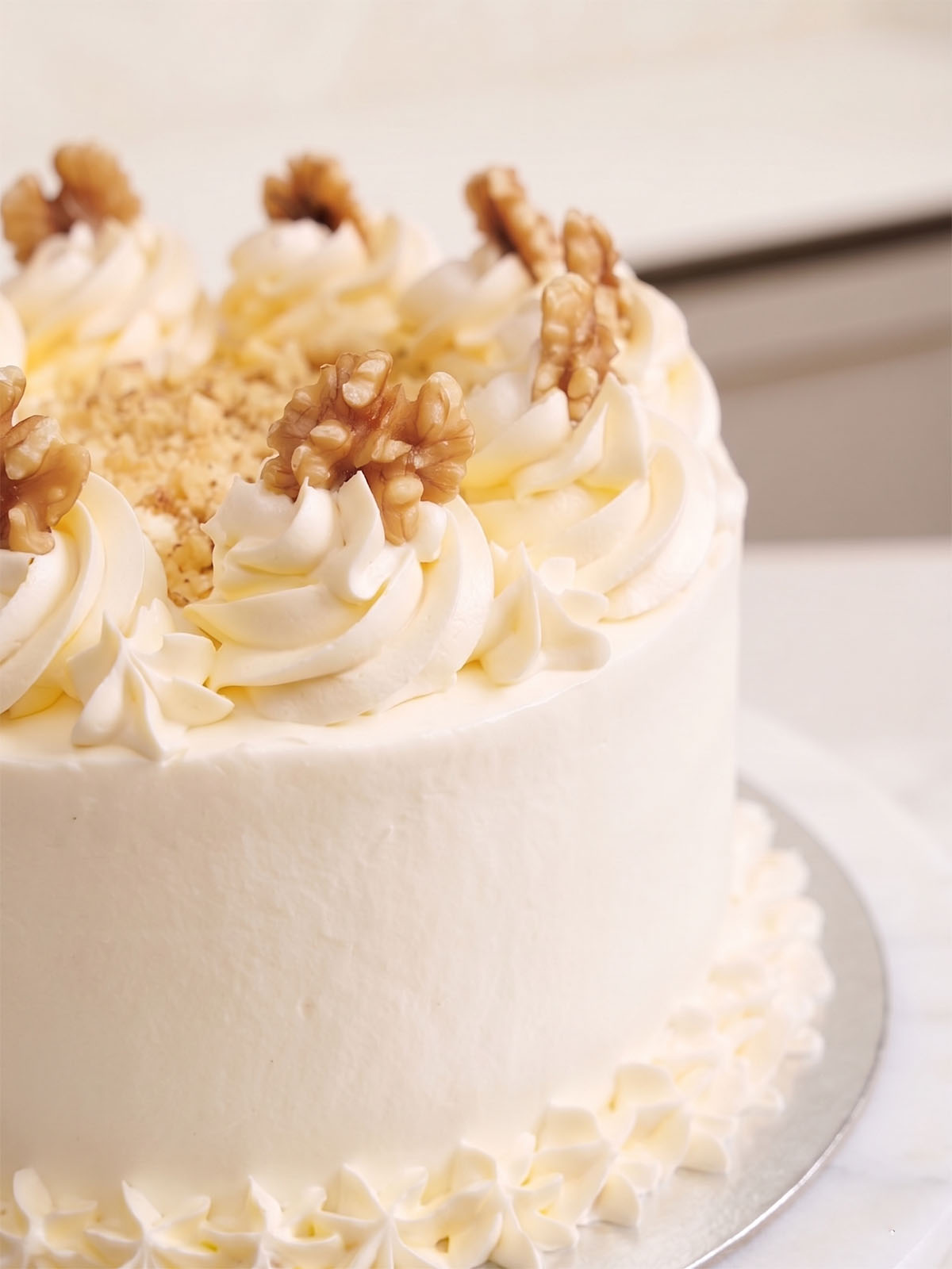 Close up of the Carrot and Walnut Cake freshly made and delivered within the M245 (London) and Surrey