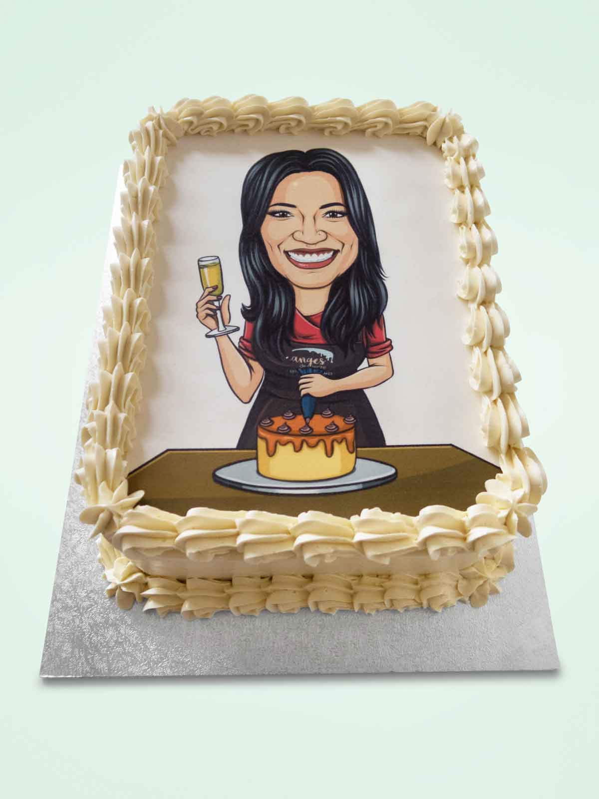 Custom Photo Caricature Sheet Cake