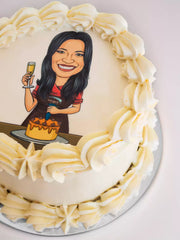 Custom Photo Caricature Birthday Cake, delivered in London