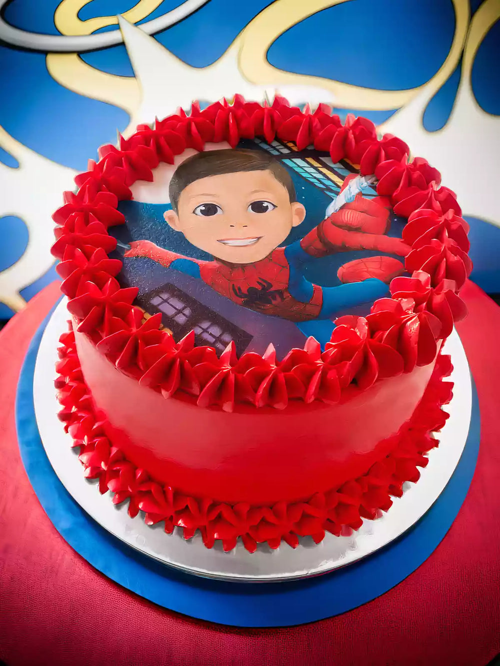 Custom Spiderman Photo Caricature Cake delivered in Croydon