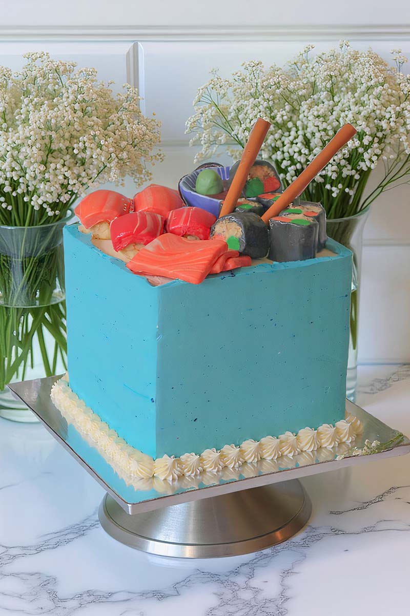 Custom Sushi Cube Cake Delivered London Surrey