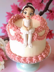 Custom ballerina cake with edible ballerina figurine for London and Surrey delivery