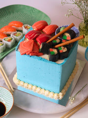 Custom sushi birthday cake for London and Surrey delivery