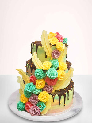 Featherlight Floral Wedding Cake