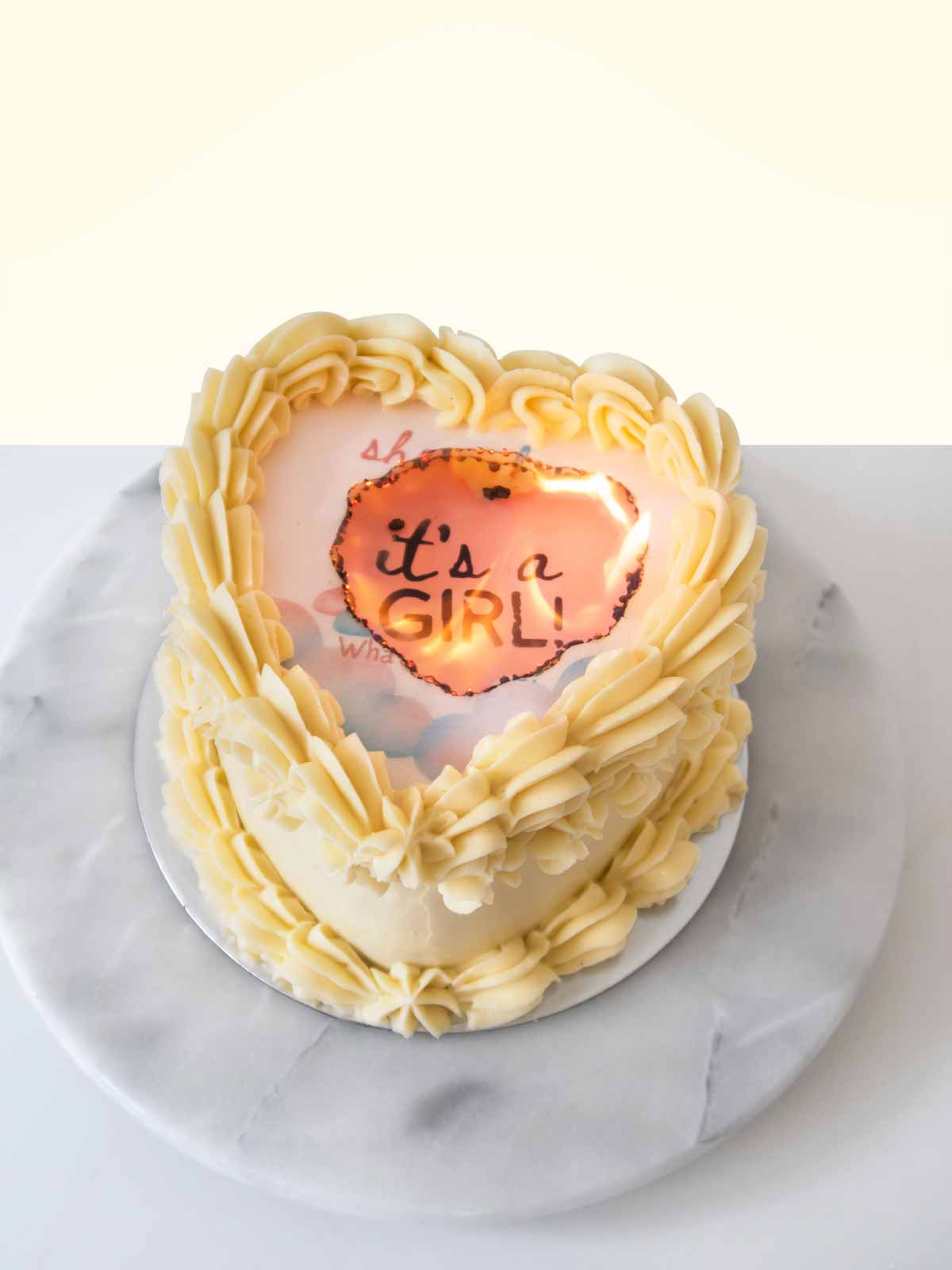Gender Reveal Burn-Away Cake Delivered in London Surrey