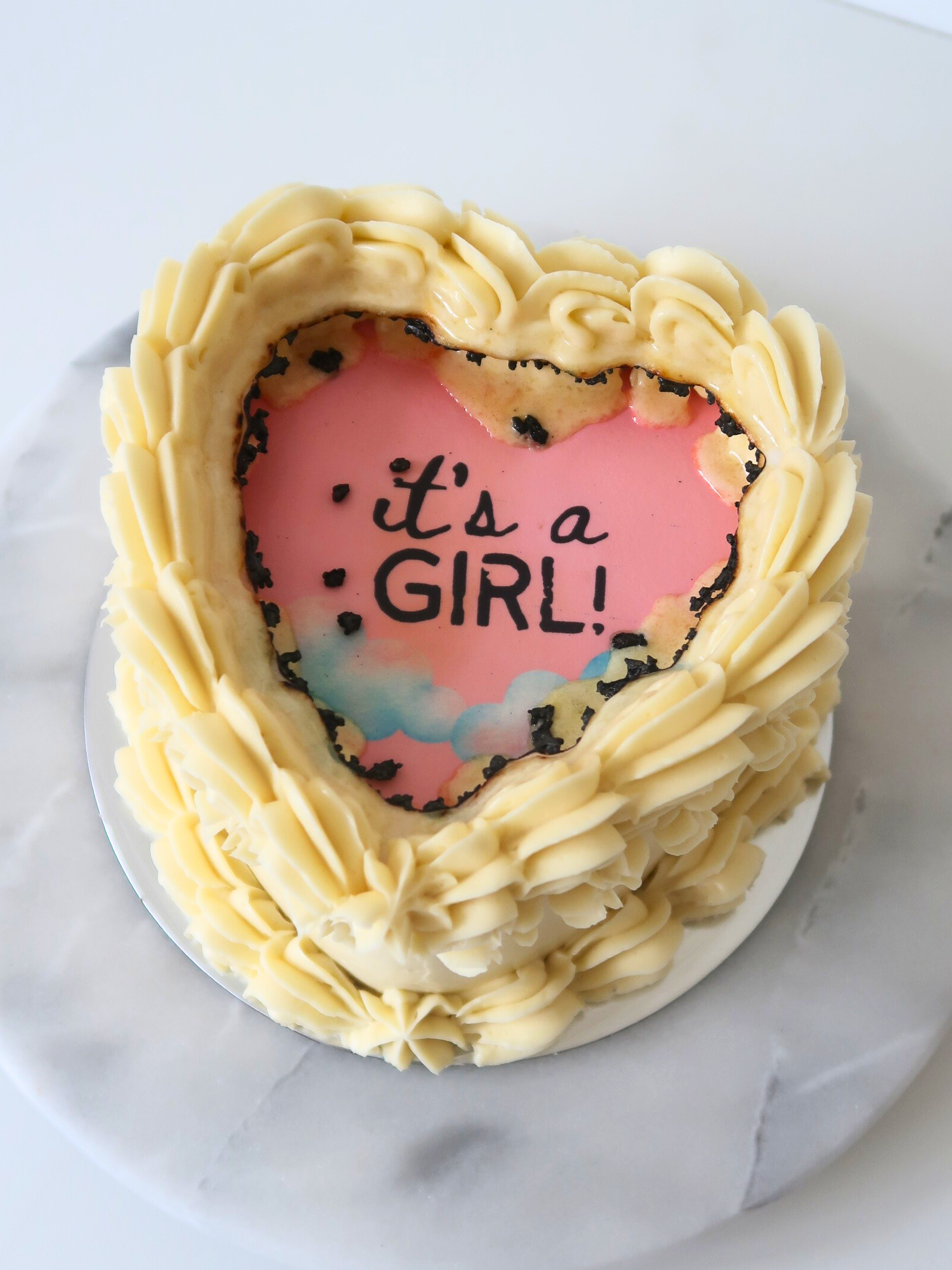 Gender Reveal Burn-Away Cake Reveal
