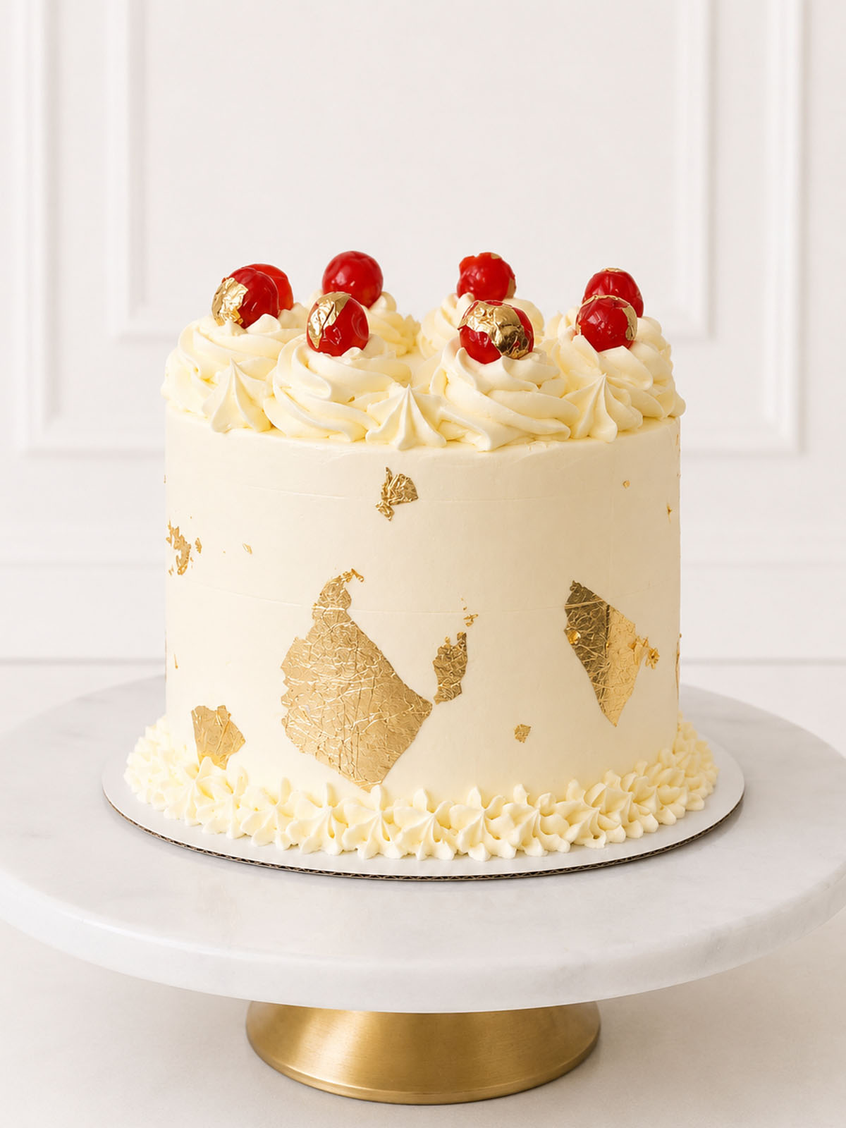 Gold Leaf Vanilla Celebration Cake Handmade by a Michelin Trained Chef
