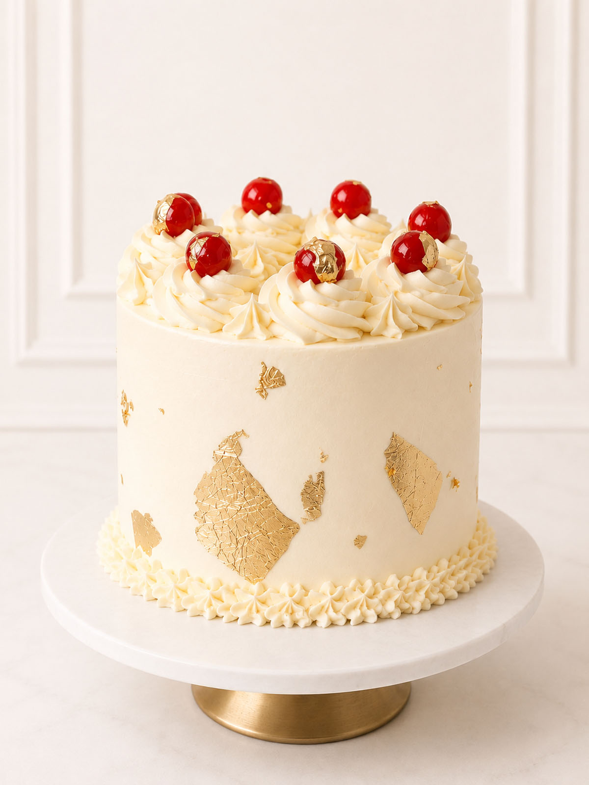 Gold Leaf Vanilla Celebration Cake Handmade in London (M25) and Surrey (UK)