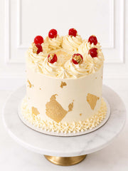 Gold Leaf Vanilla Celebration Cake Delivered to London (M25) and Surrey UK