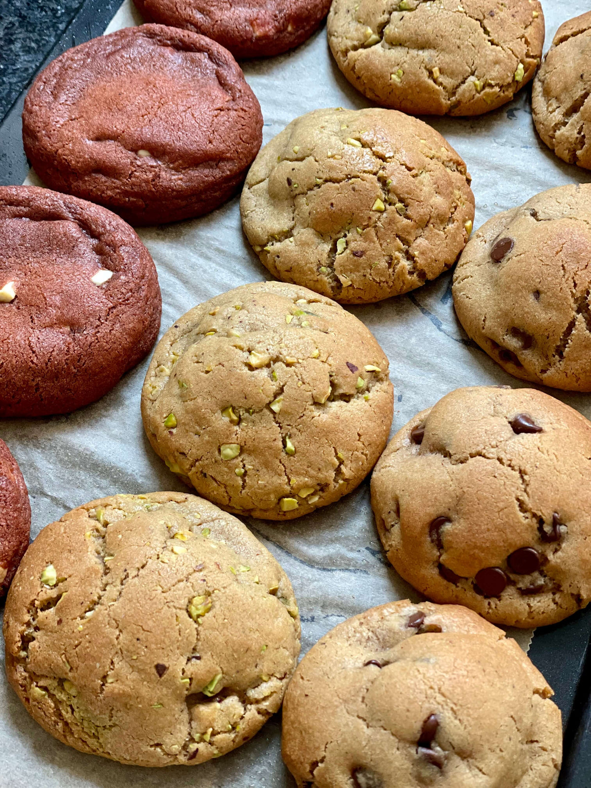 Tray of freshly baked Hero Cookies