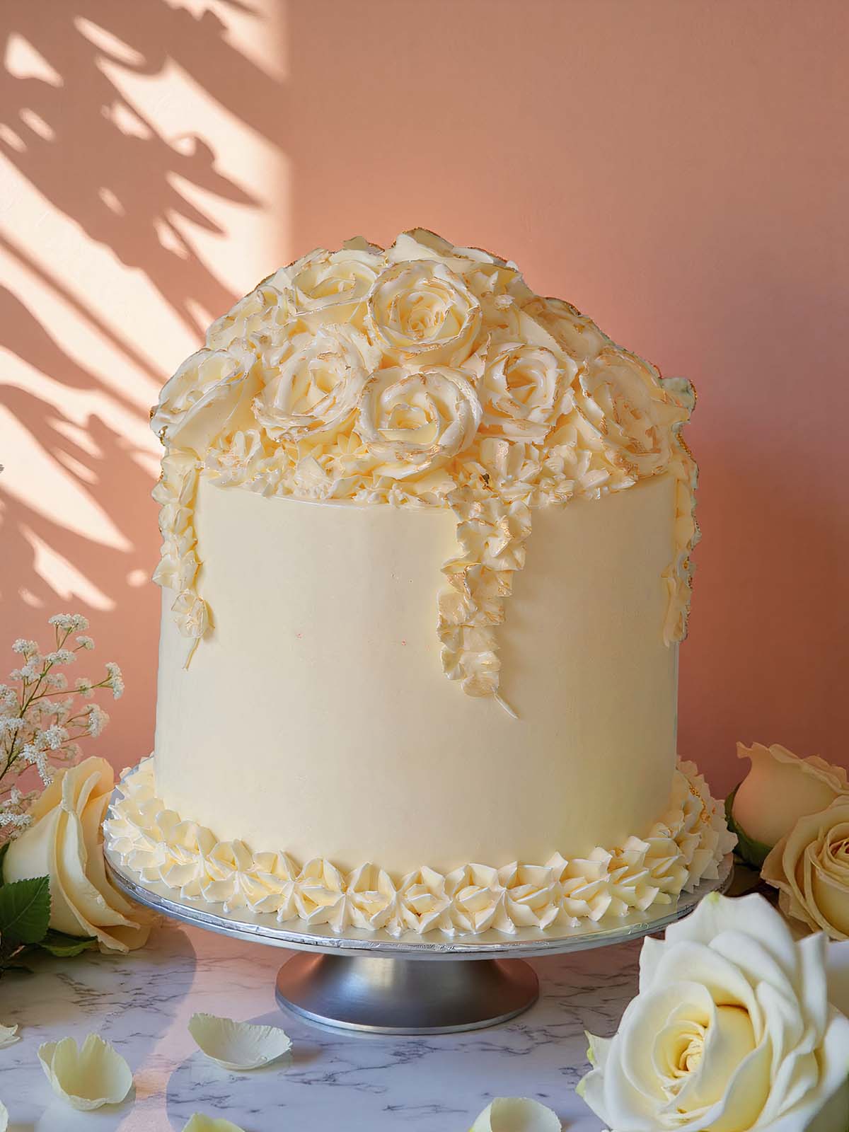 Ivory Buttercream Bloom Cake