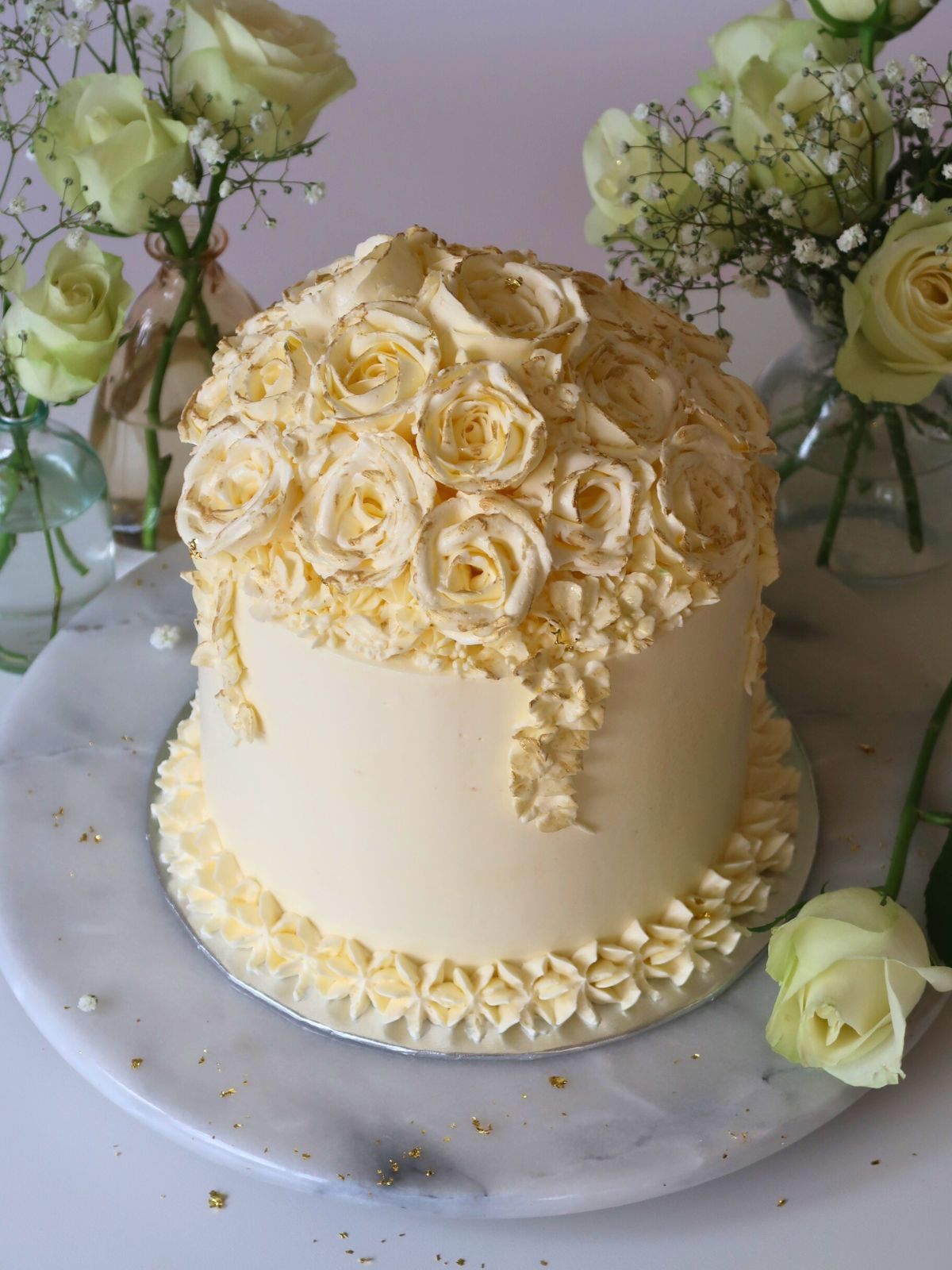 Ivory Roses Buttercream Best Wedding Cake delivered in London Surrey