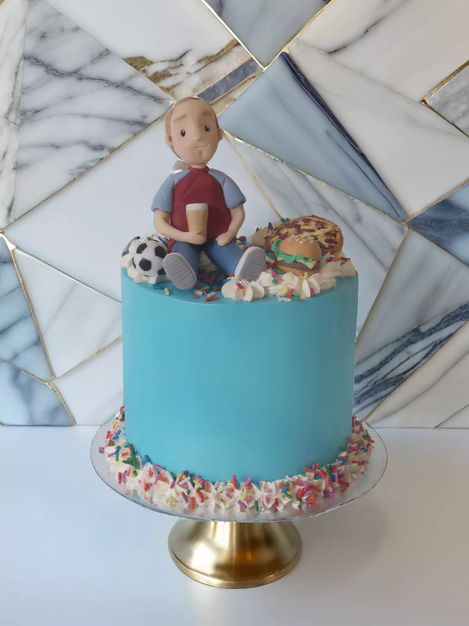 Custom male favourite things birthday cake for London and Surrey delivery
