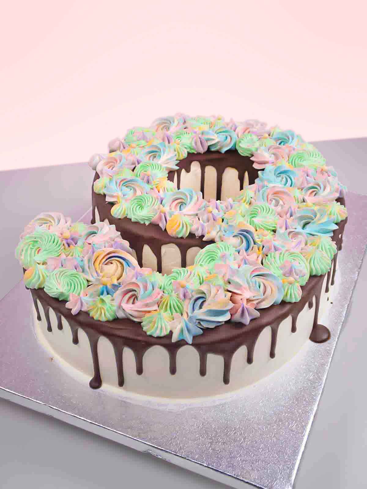 Pastel Swirl Number Cake No9 to Order