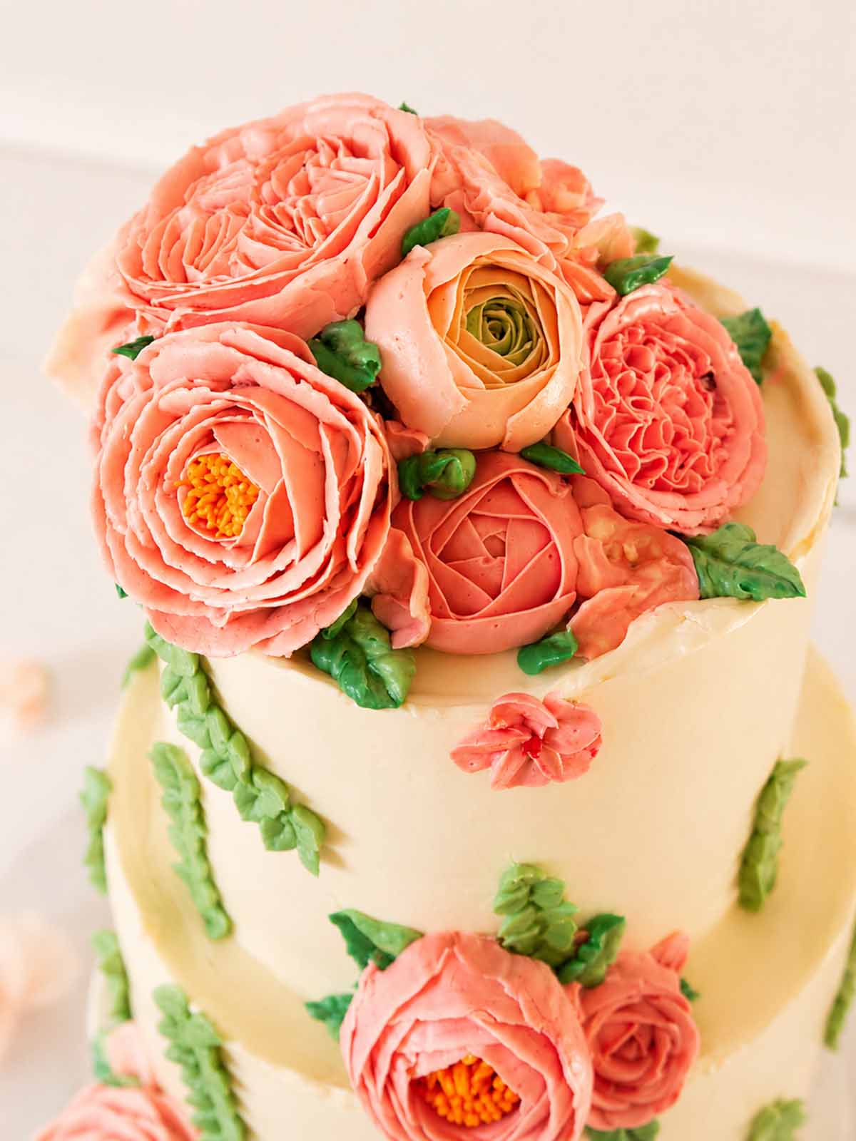 Peonies and Roses Buttercream Bloom wedding Cake - London (M25) Surrey (UK)