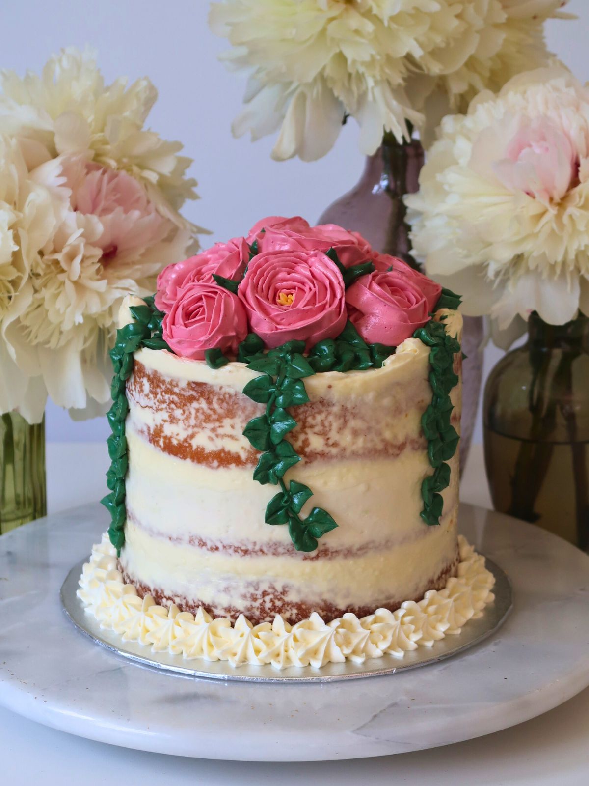 Peony Buttercream Birthday Cake London
