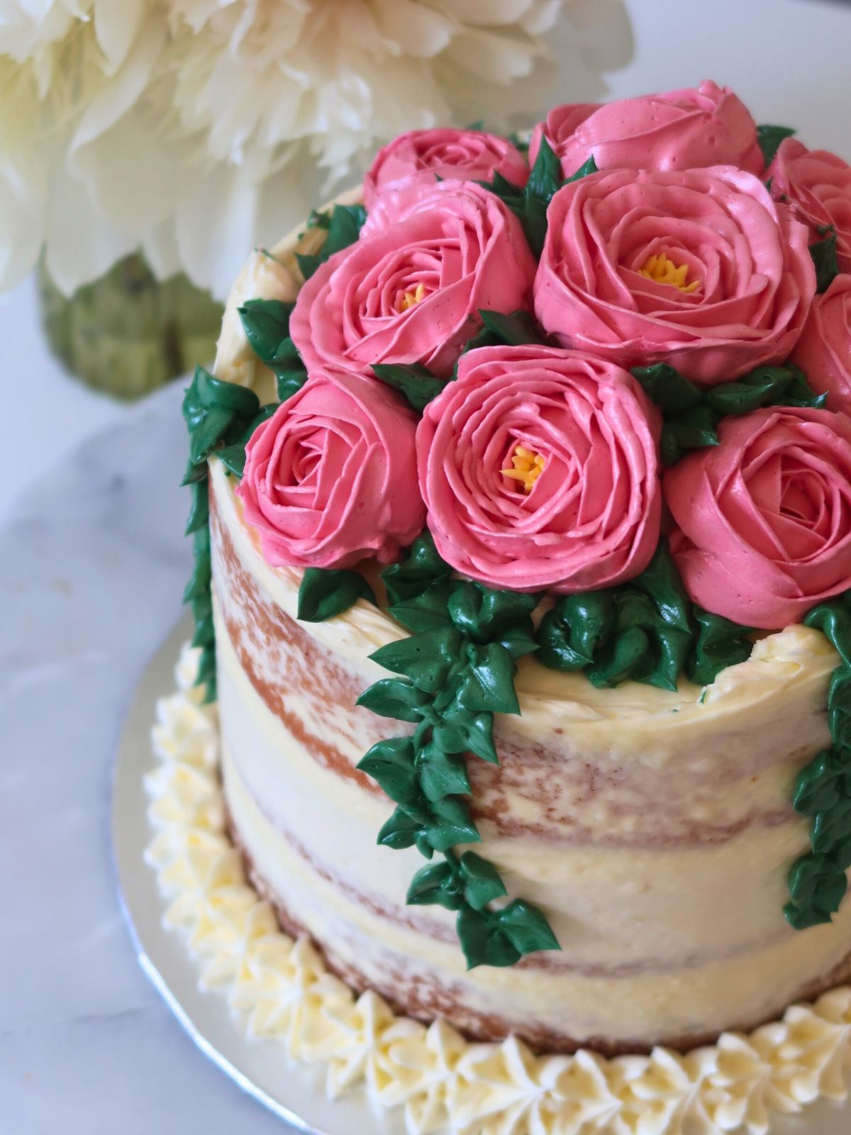 Peony Buttercream Bloom Birthday Cake