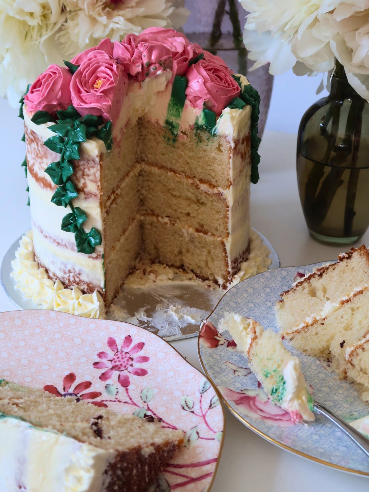 Peony Birthday Cake Slice