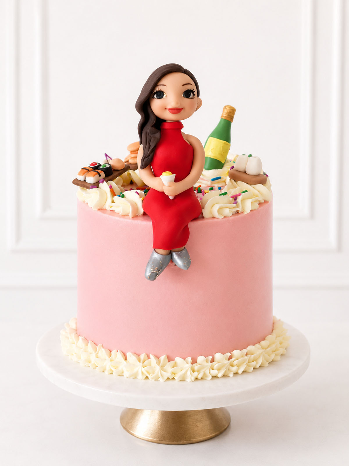 Custom birthday girl figurine cake for London and Surrey delivery