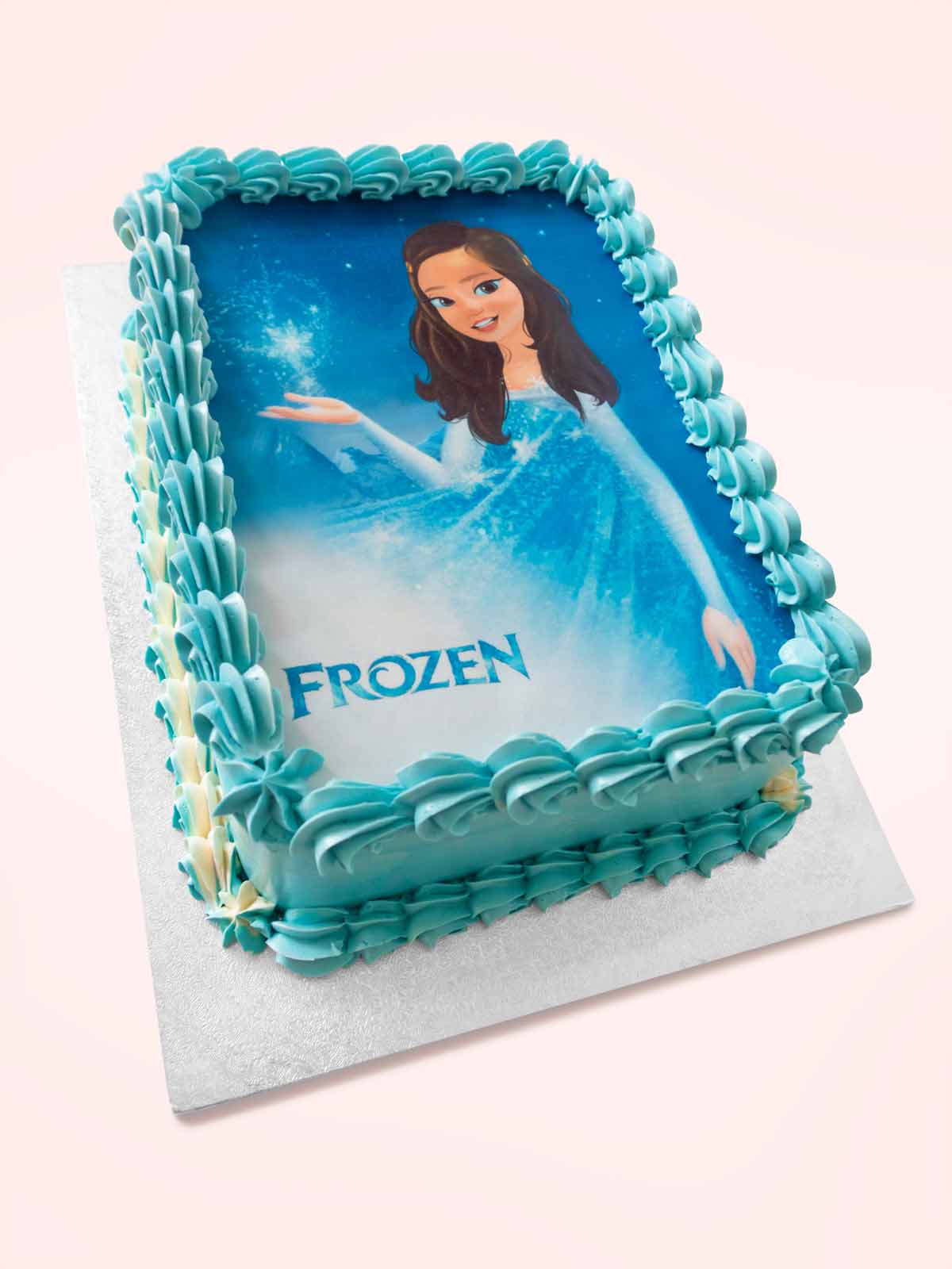 Custom Frozen birthday cake with themed decoration for London and Surrey delivery