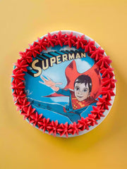 Custom Superman themed birthday cake for London and Surrey delivery