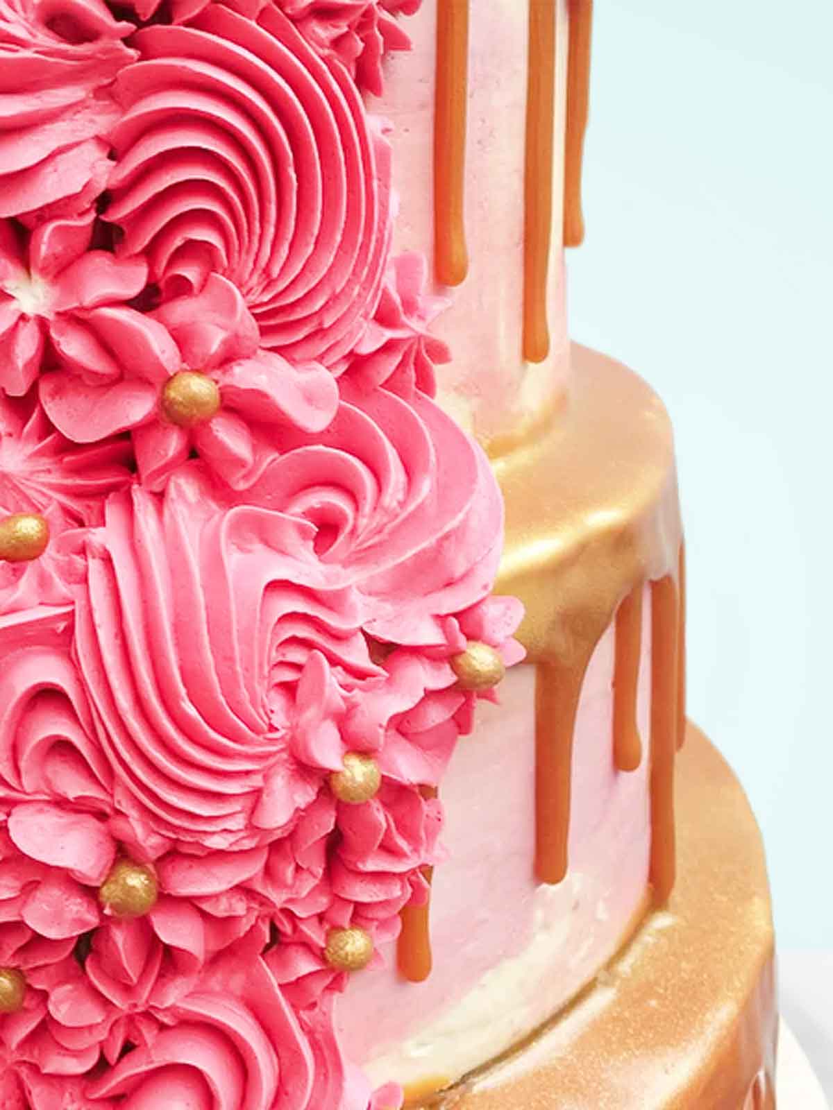Pink Watercolour Cascade Wedding Cake London