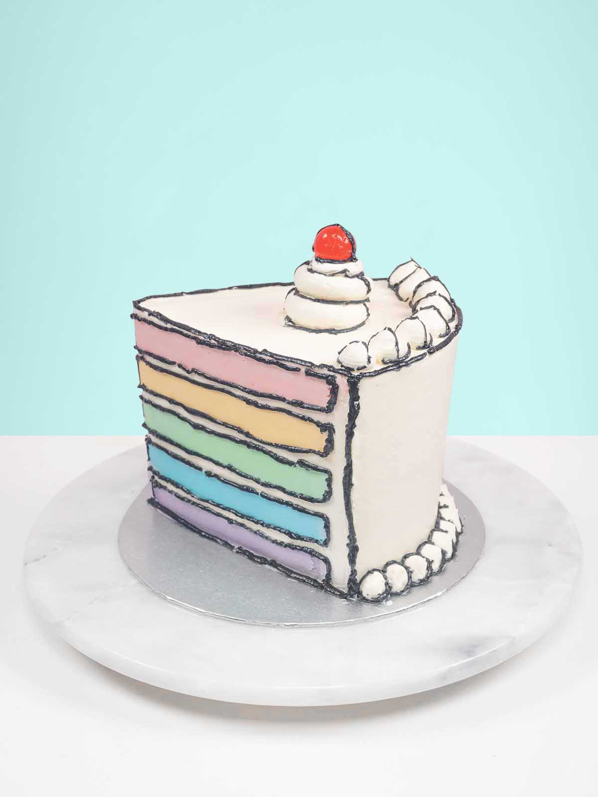 Comic Rainbow Birthday Slice Cake London Surrey Berkshire