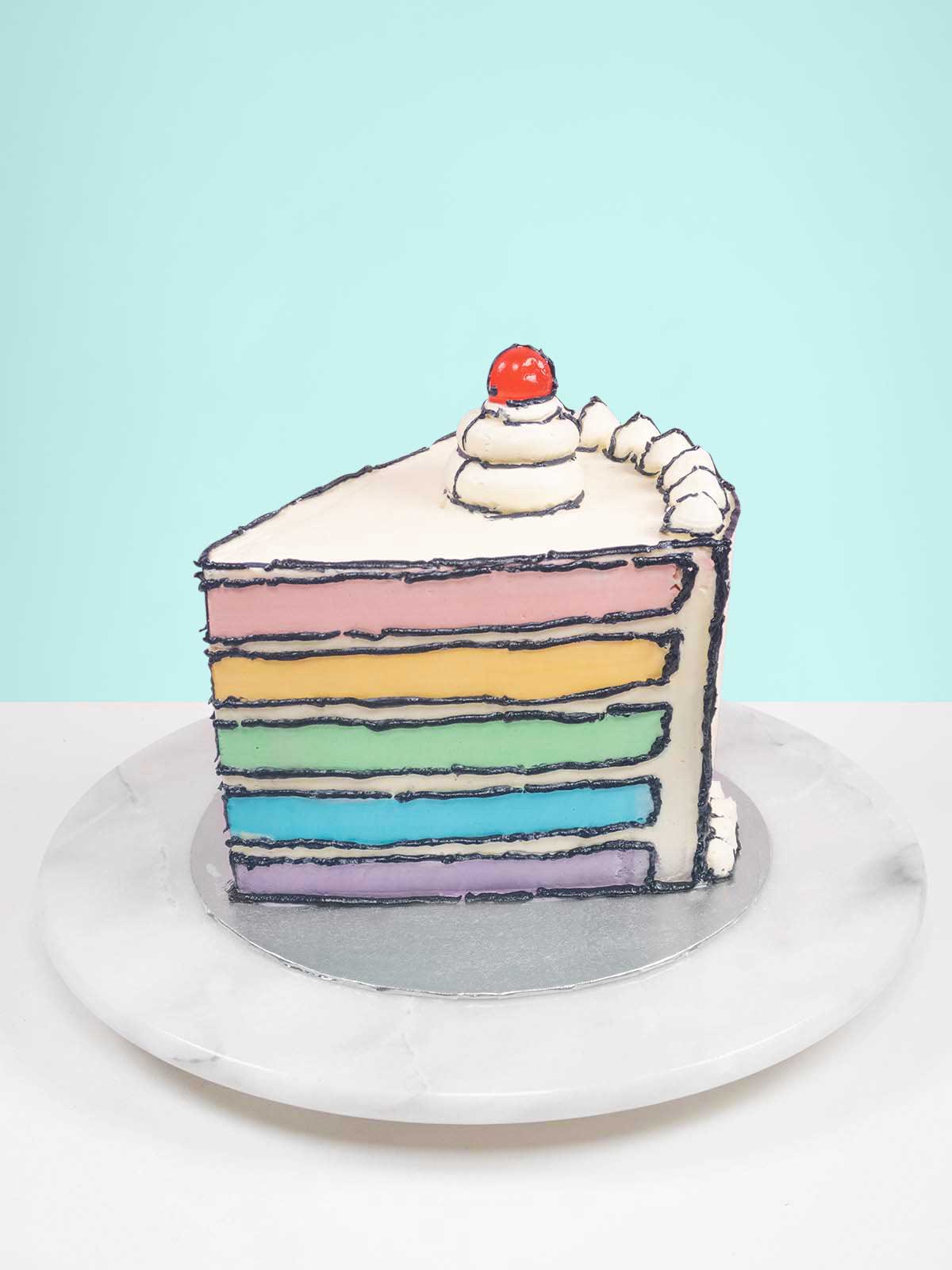 Comic Rainbow Birthday Slice Cake Near Me