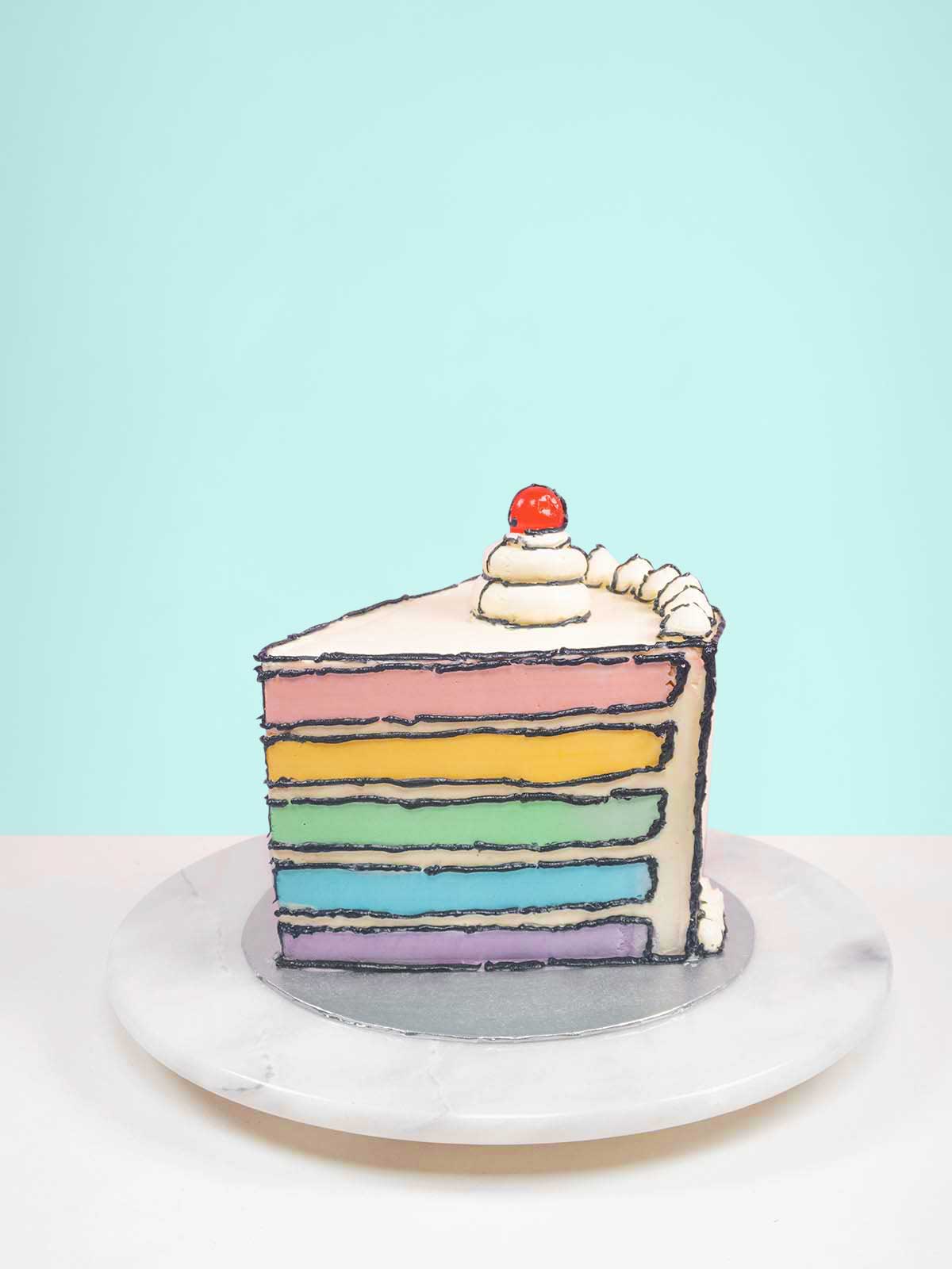 Comic Rainbow Birthday Slice Cake to Buy