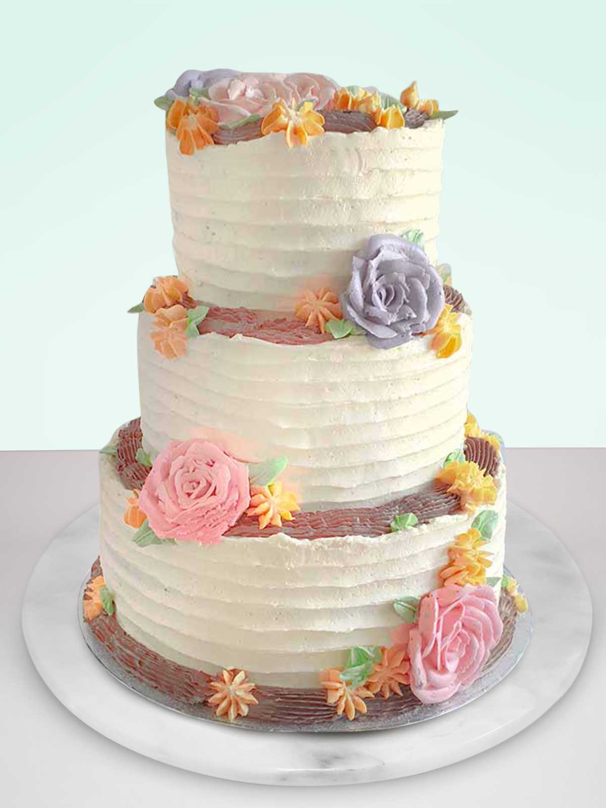Rustic Floral Wedding Cake to Order Online